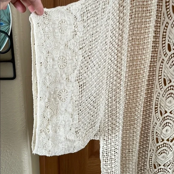 Cream Crochet Open Cardigan - Picture 3 of 3